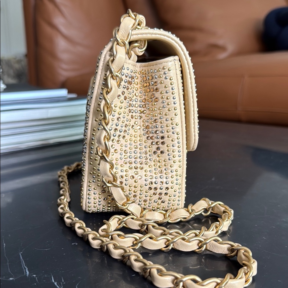 *RARE* 2025 Chanel Gold Mini Flap Bag - Gold Sparkle - Picture 12 of 16